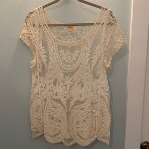 Elegant Cream Lace Women Top